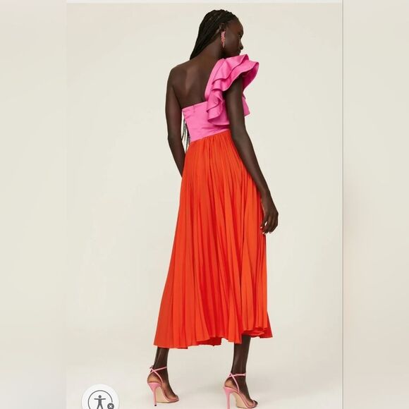 AMUR RTR Pink Red Cleopatra Pleated Dress - Picture 3 of 15